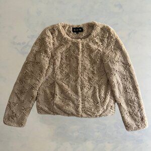 C+D+M Faux Fur Button Front Cream Sherpa Jacket